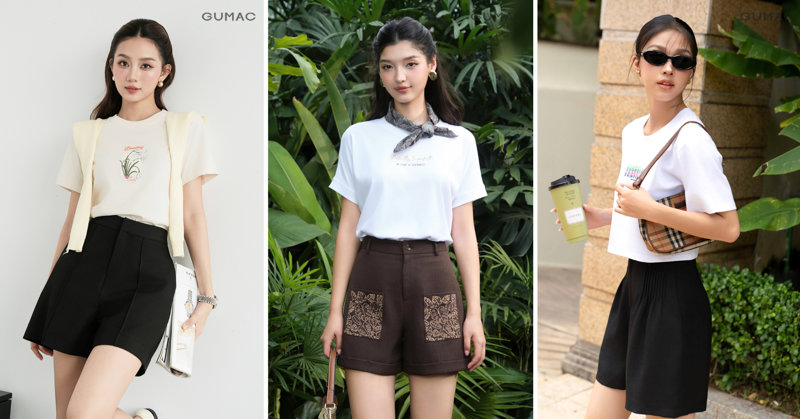 Áo thun sơ vin cùng quần short ống đứng là outfit "cứ mặc là đẹp"